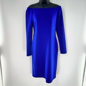 Eliza J Royal Blue Off-Shoulder Sheath Day into Evening Dress-Size 6